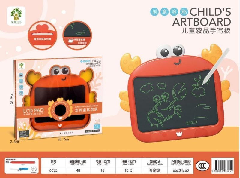 6635A彩色卡通螃蟹写字板（48/箱）-全旗玩具批发