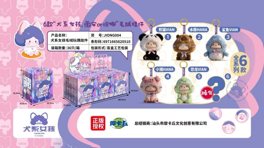 JIONG004犬系女孩毛绒挂件盲盒(36盒箱)-全旗玩具批发