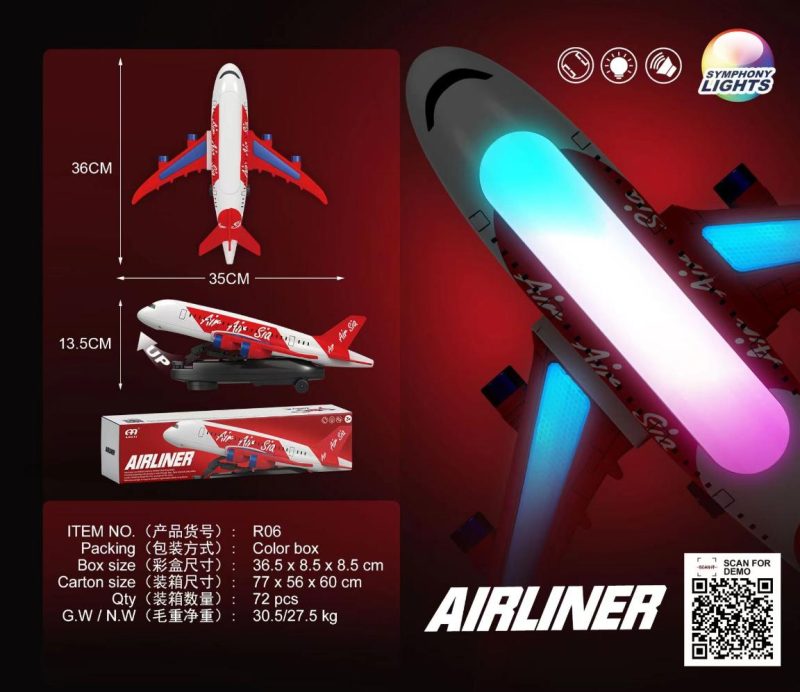 R06 灯光音乐幻彩起飞旋转飞机(72盒/箱)-全旗玩具批发