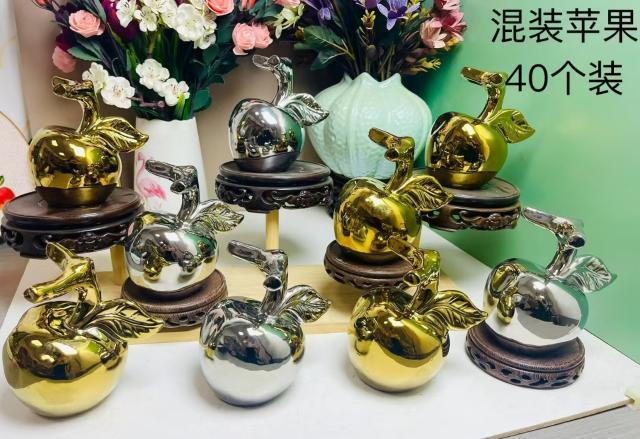 苹果存钱罐摆件 金银两色 40个/箱-全旗玩具批发